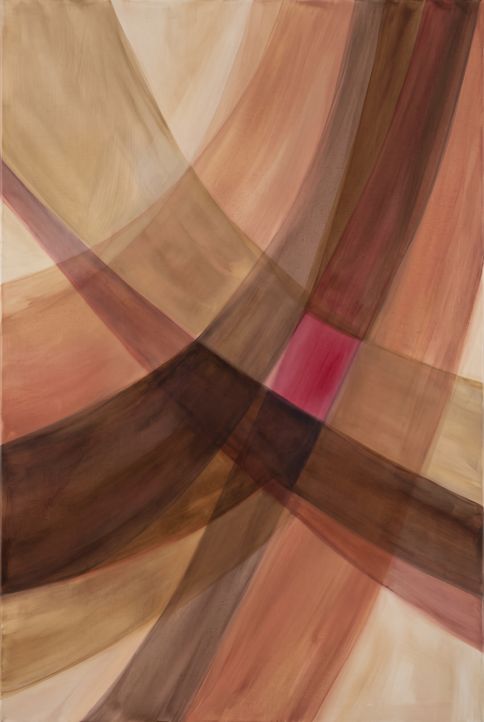 Woven Light - abstract kleurweefsel in roze en bruin, Wandkraft